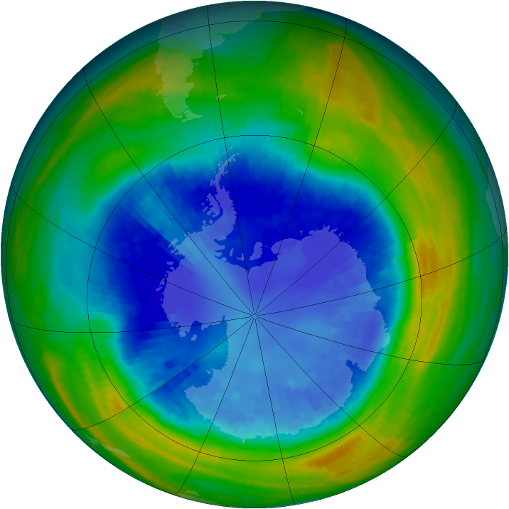 Antarctic ozone map for 04 September 2004